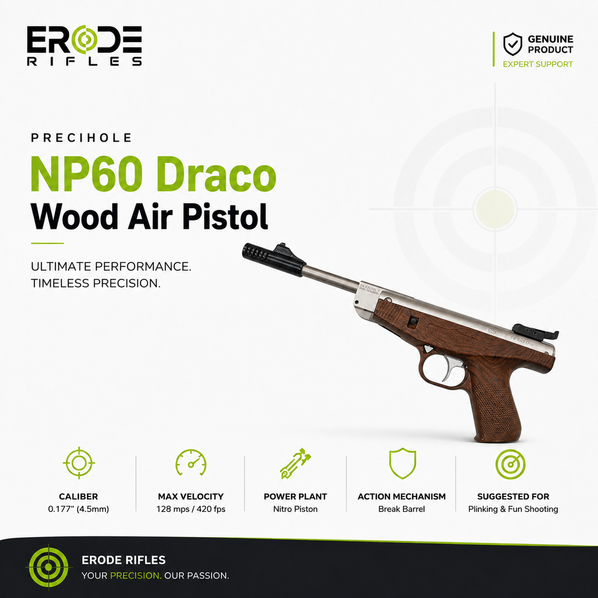 Precihole NP60 Draco Wood Air Pistol