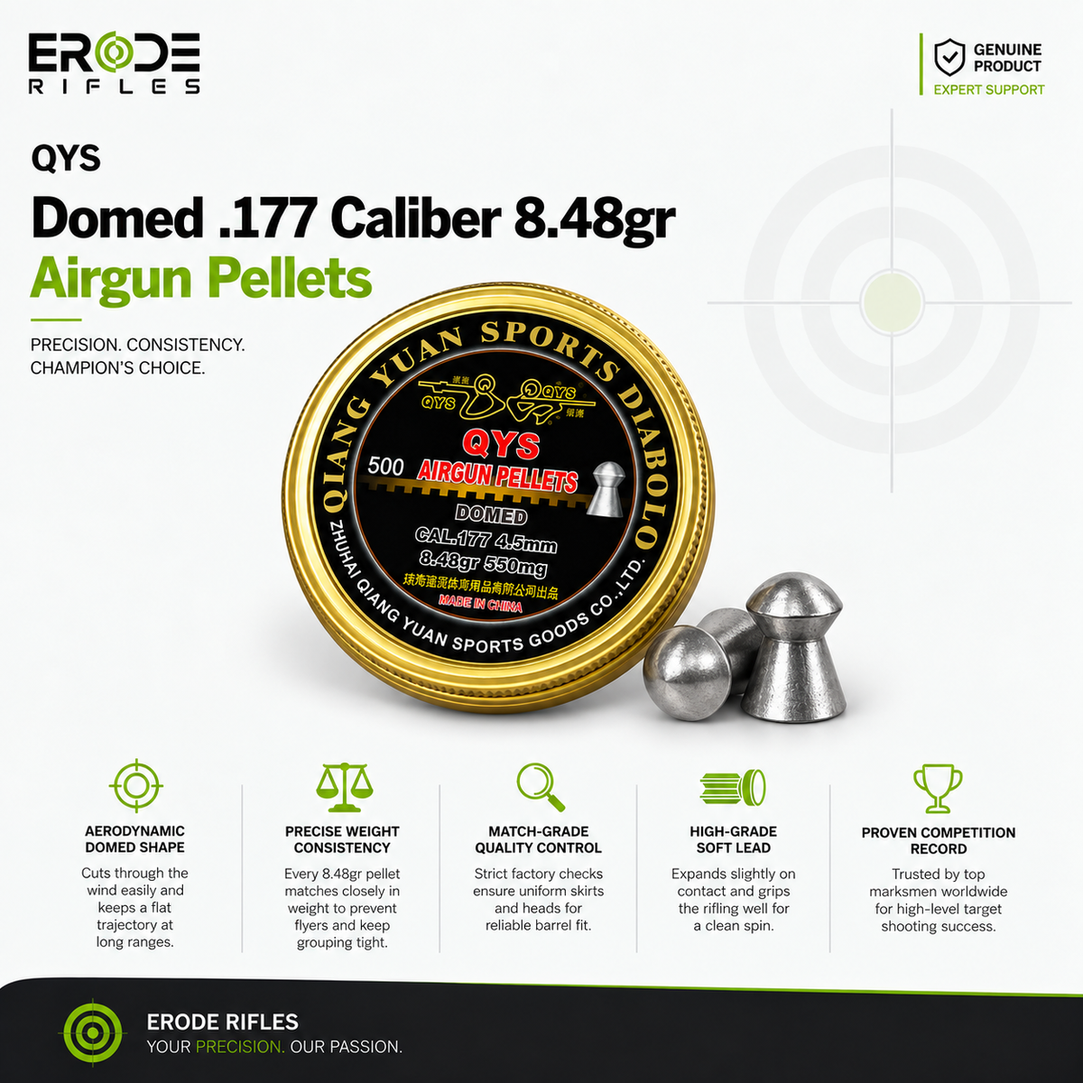 QYS Domed 8.48 Grain Airgun Pellets