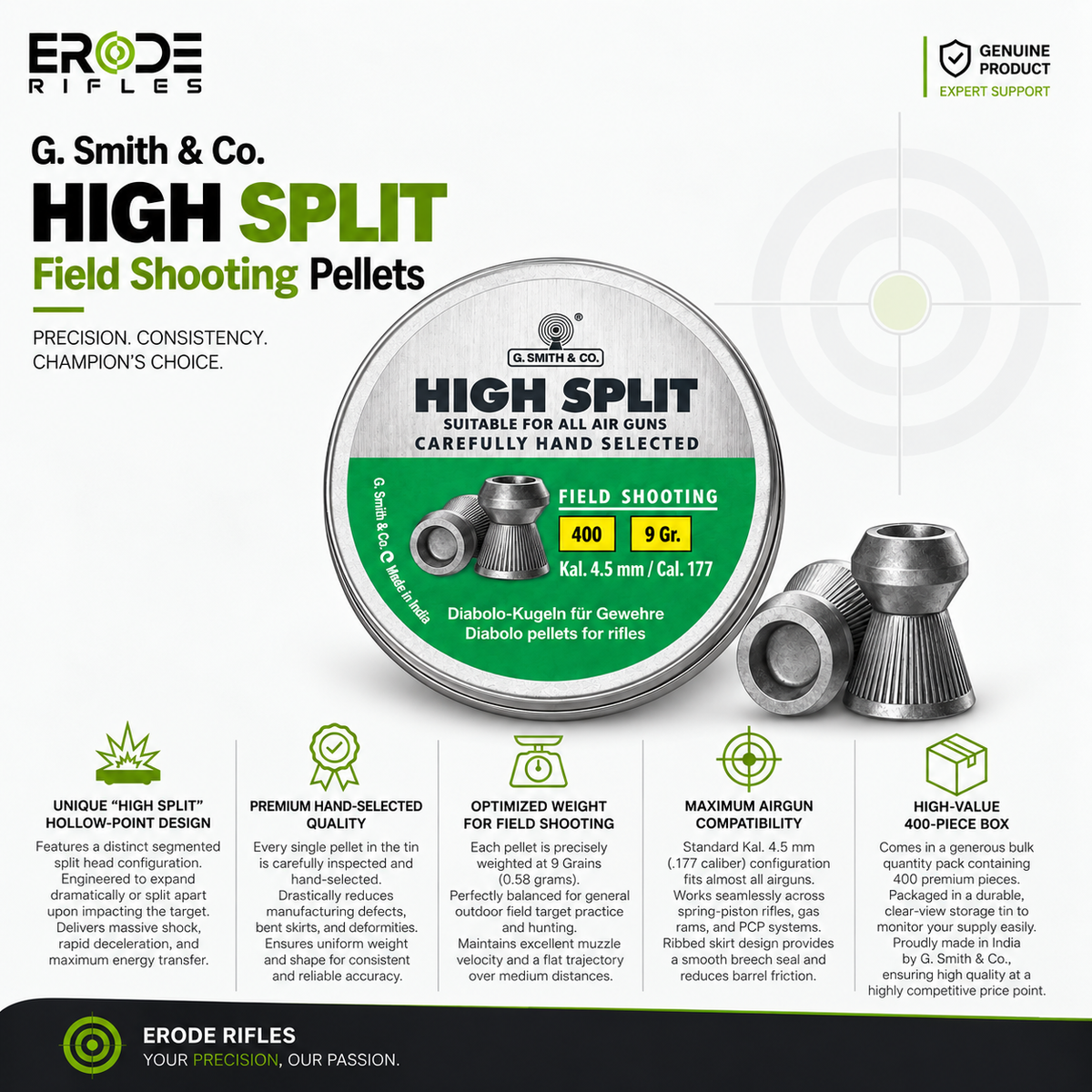 G. Smith & Co. High Split 9 Gr Air Pellet