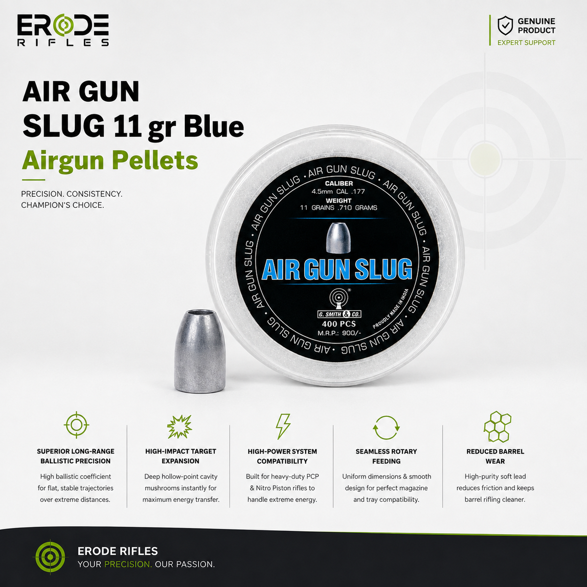 G Smith & Co Air Gun Slug 11 Grain Pellets