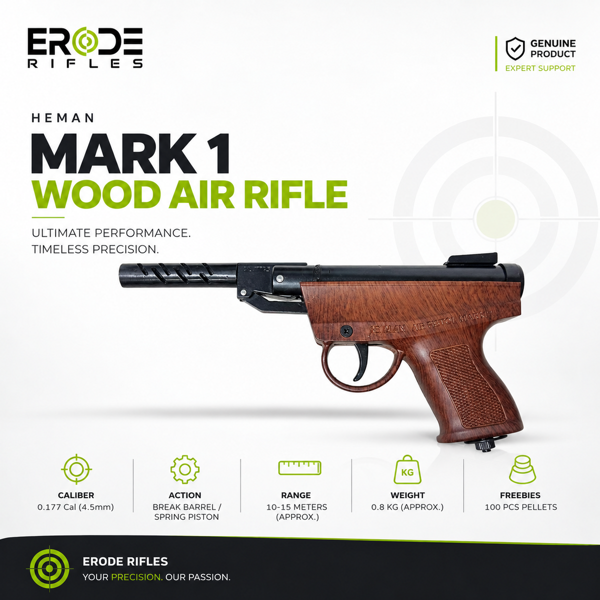 Heman Mark 1 Wood Air Pistol