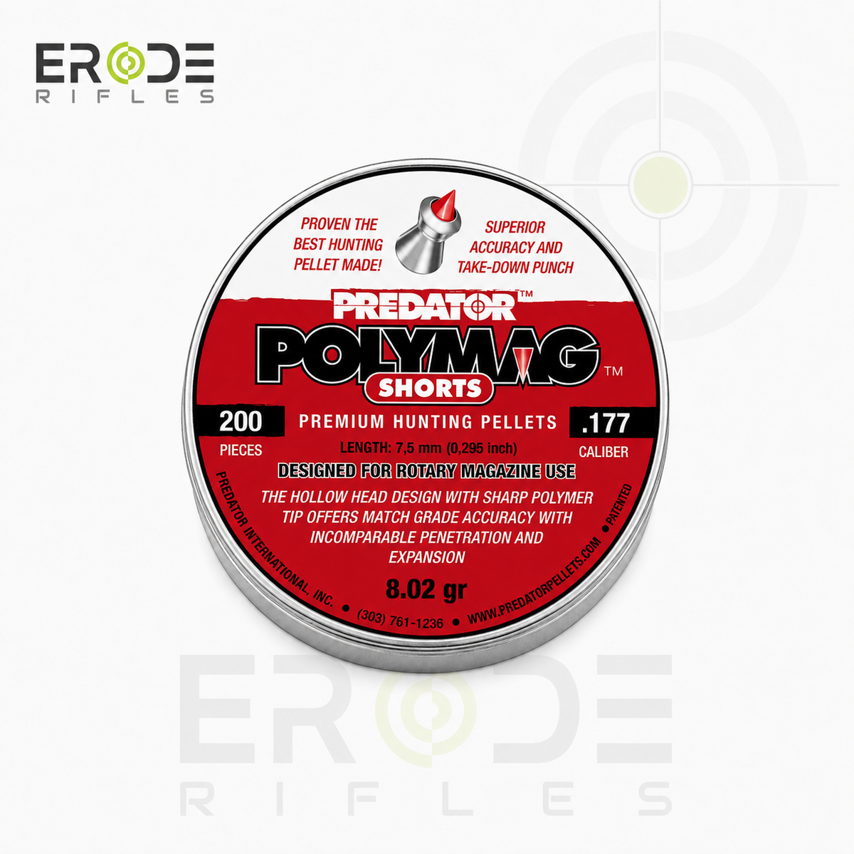 JSB Predator Polymag Shorts 8.02 Gr Airgun Pellets