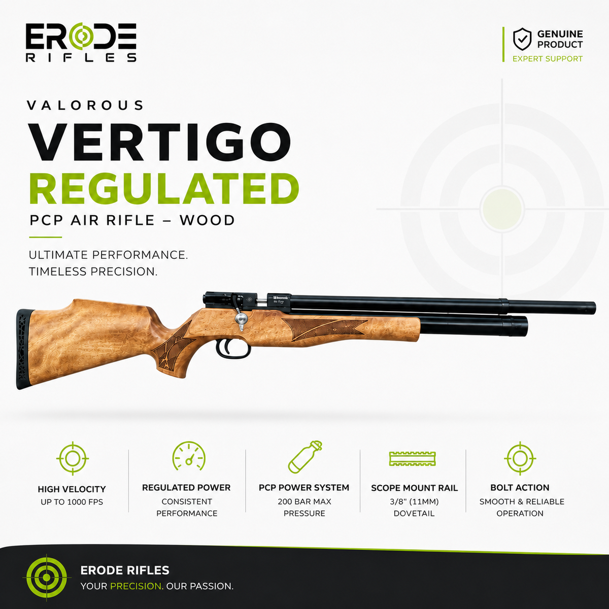 Valorous Vertigo Regulated PCP Air Rifle – Wood