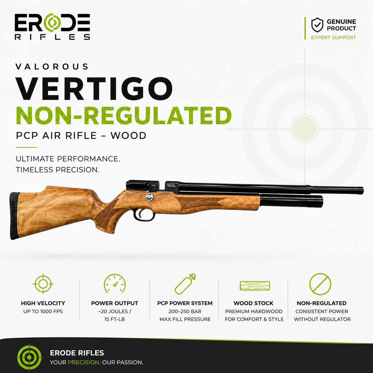 Valorous Vertigo Non-Regulated PCP Air Rifle – Wood