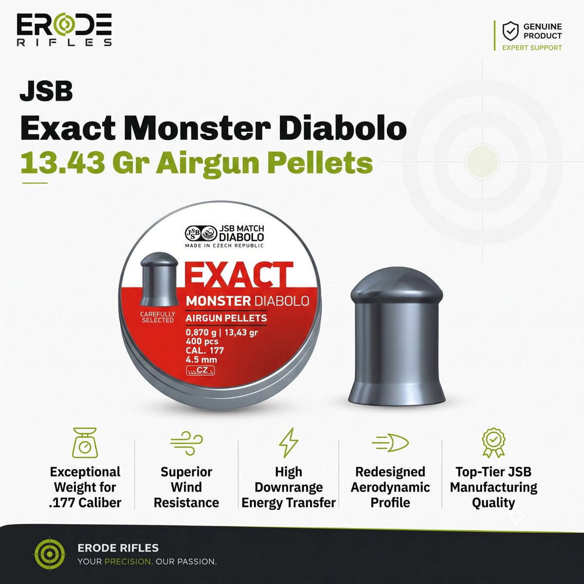 JSB Exact Monster Diabolo 13.43 Gr Airgun Pellets