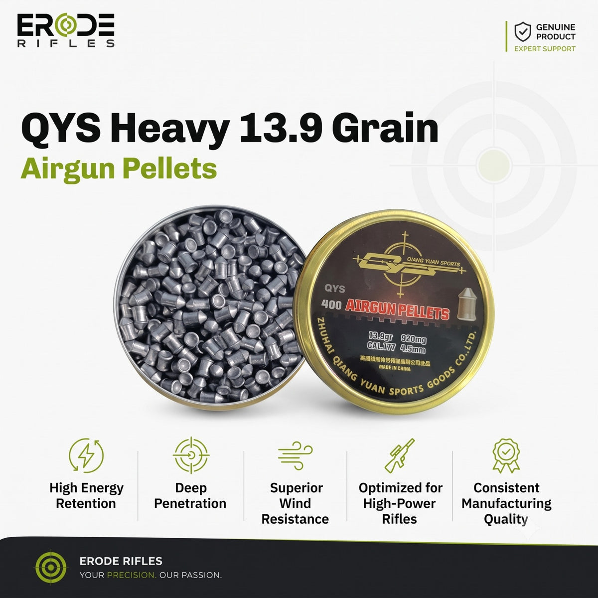 QYS Heavy 13.9 Grain  Airgun Pellets