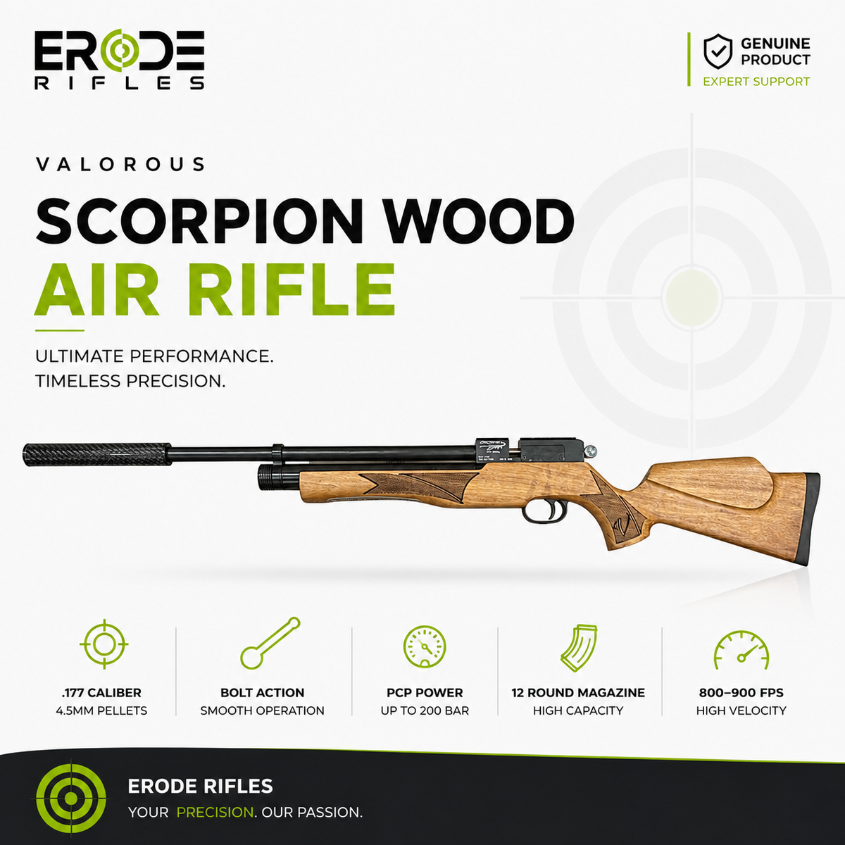 Valorous Scorpion Wood PCP Air Rifle