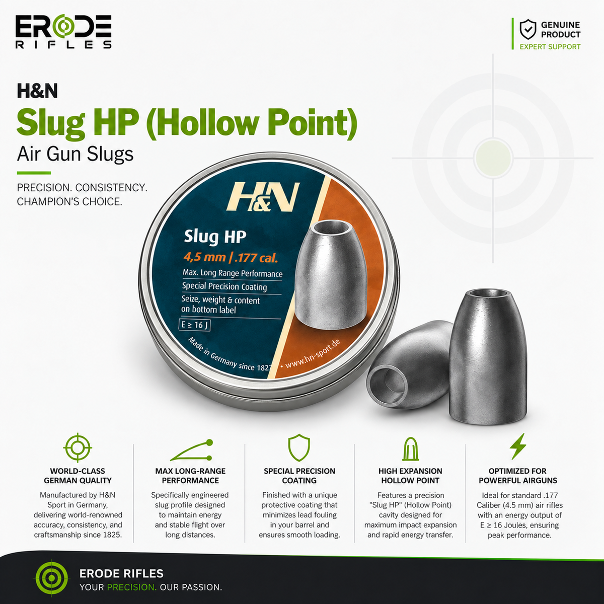 H&N Slug HP  16 Grain Airgun Pellet